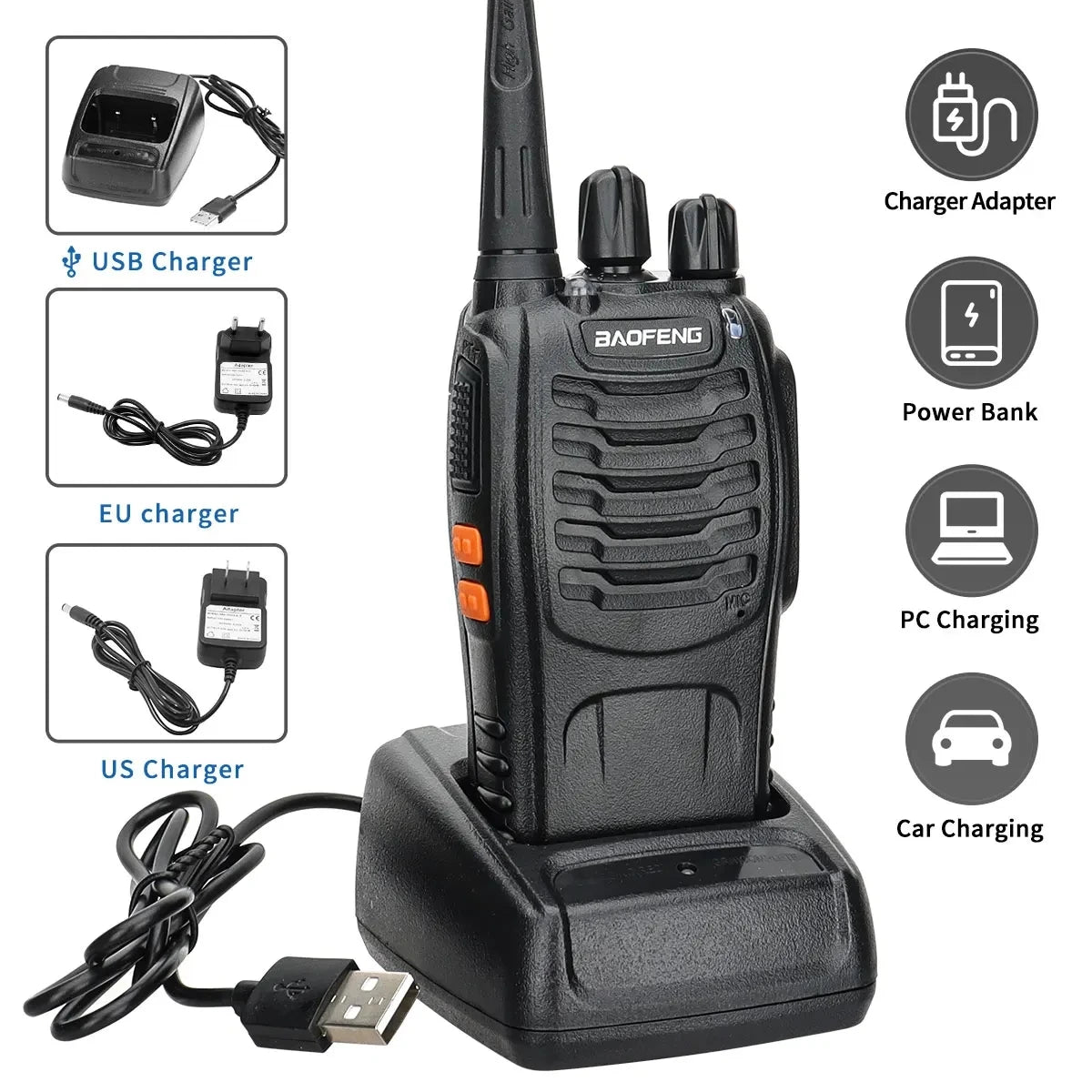 2/4PCS Baofeng BF-888S V2 Walkie Talkie Dual Band Portable Long Range UHF 400-470MHz USB/EU/US Ham Two Way Radio for Hunting