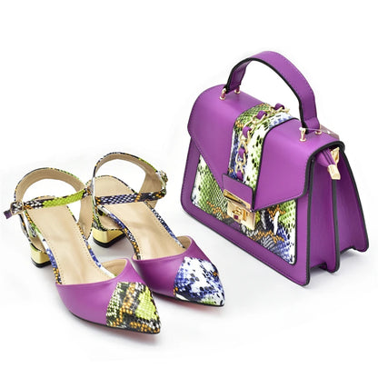 New Arrival Leopard Shoes and Bag Set  for Women Bride Shoes and Bag for Party Wedding Patent Leather Shoes for Women Sandals