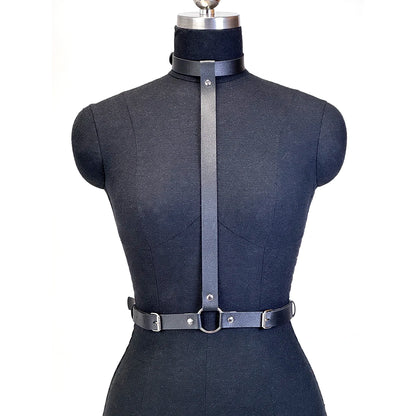 Women Fashion Belt PU Leather Body Shoulder Armor Chest Harness Sword Belt Shoulder Strap Harness Women Clothing Open Cage Bra