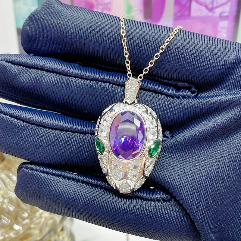 Vintage Snake-Shaped Haute Couture Jewelry Set Purple Crystal a Beautiful Gift for You Or Someone Special