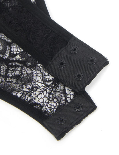 Comeondear Sexy Lace Bodysuits Black See Through Hot One Pieces Bodycon Lingerie Women's Clothes Outfit Pajama Elegant Jumpsuits