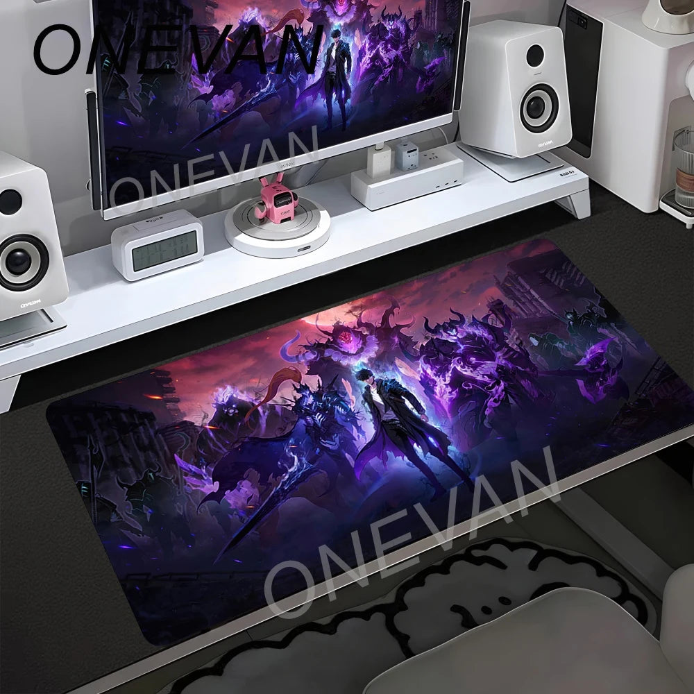 HD Printing Anime Solo Leveling Mousepad 900x400mm Computer Gamer Lock Edge Non-slip Mouse Pad XXL Keyboard PC Protect Table Pad