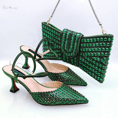 Navy Blue New Design Envelope Matching Shoulder Bag & High Heels Set Nigerian Fashion Ladies Party Daily Commute Shoes Bag