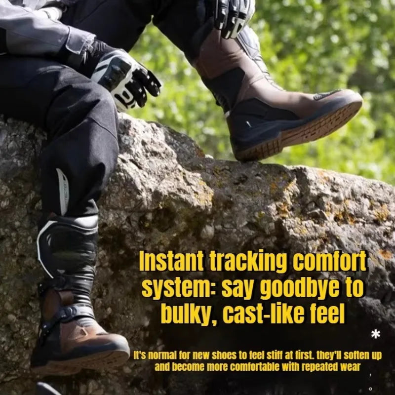 Waterproof Motocross Boots Professional Protective Motorcycle Boots Non-slip Racing Off-road Shoes Wear-resistant All Seasons