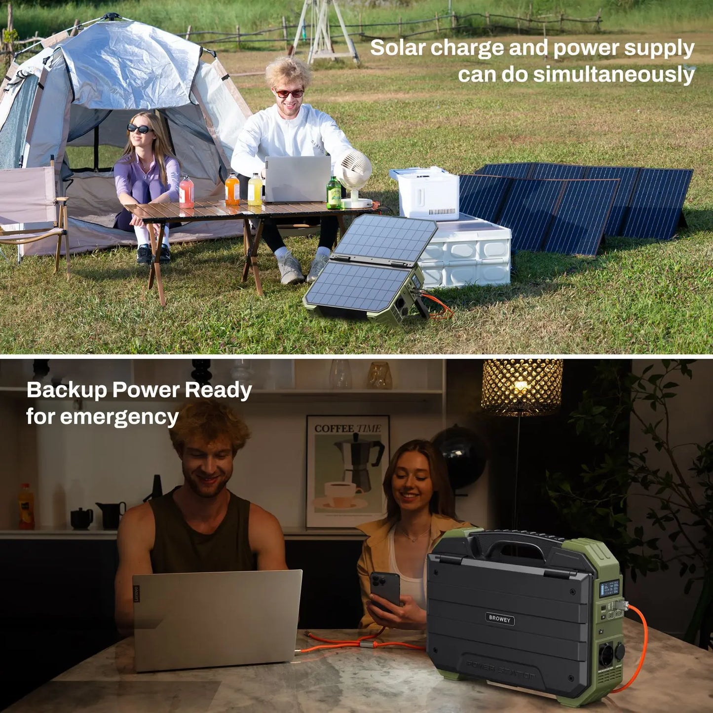 Portable Power Station With Solar Panel 1024Wh 1600W LiFePO4 Battery For Home Backup Outdoors Camping RV Solar Generator