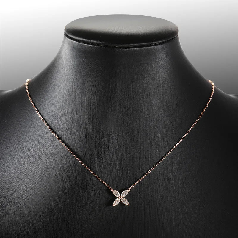 2cttw 4-Stone Clover Moissanite Diamond Pendant Necklace for Women 100% S925 Silver Pear Cut Diamond Charm Neck Chain Party Gift
