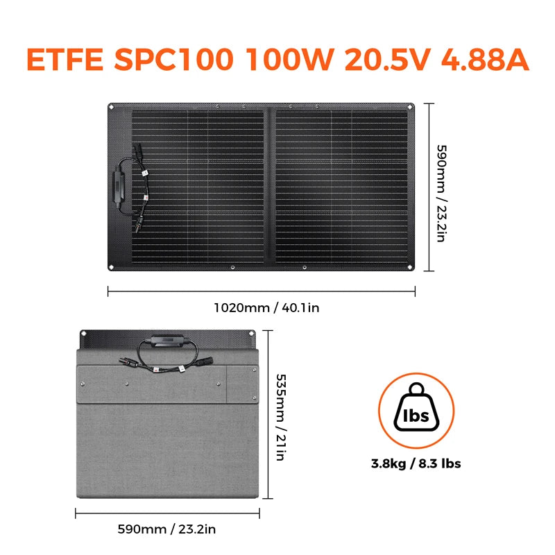 CTOLITY 100W-200W Foldable Solar Panel 22% Efficiency Portable Solar Charger for Camping Home Energy Storage Power Station