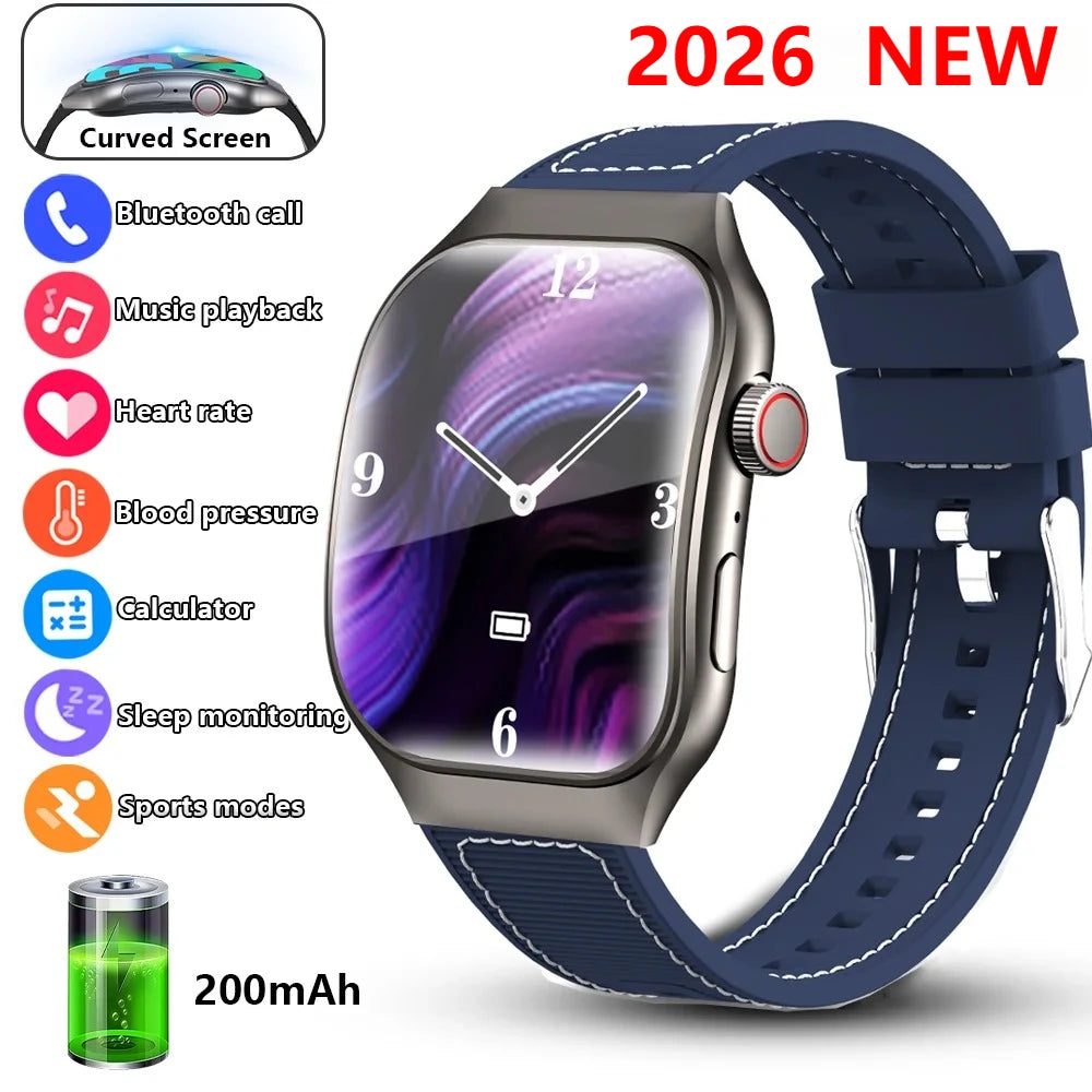 New Curved Screen Women's Smart Watch 2.01'' AMOLED HD Touch Screen Bluetooth 5.3 Voice Call Men's Fitness Smart Watch