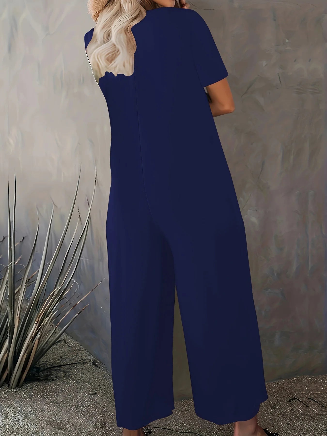 Plus Size 0XL-5XL Summer Rompers Overalls Women's Solid Color Jumpsuit with Pockets Casual Fashion Short Sleeve Jumpsuits