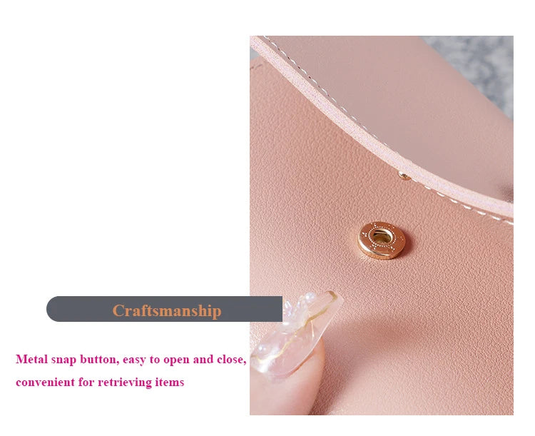 Trendy Short Women's Wallet Ultra Thin Triple Fold Smooth Surface Multi-Functional Card Bag Student Ticket Clip