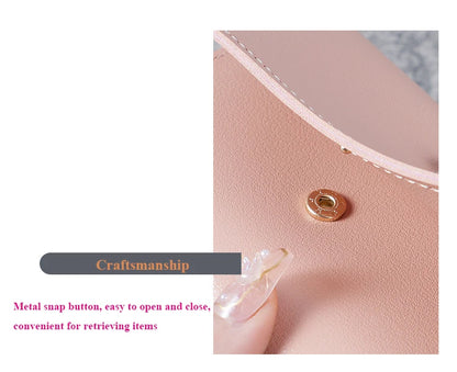 Trendy Short Women's Wallet Ultra Thin Triple Fold Smooth Surface Multi-Functional Card Bag Student Ticket Clip