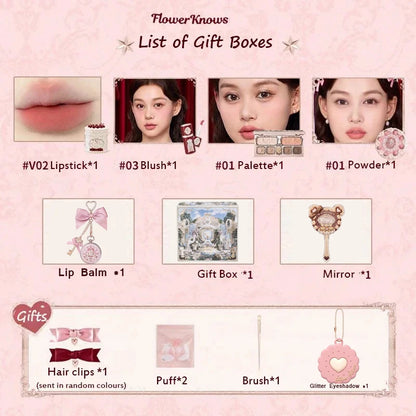 Flower Knows Strawberry Cupid Box Collection Make Up Sets Cosmetics Full Set Palette Pressed Powder Blush Lipstick Gift Box