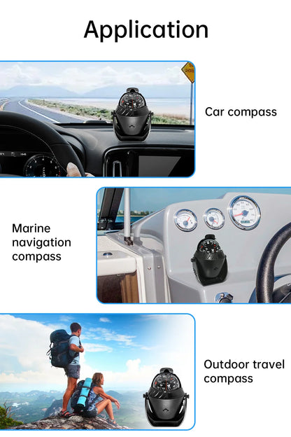 Waterproof Nautical Compass Sea Pivoting Marine Boat Compass With Electronic LED Night Light For Marine Navigation Positioning