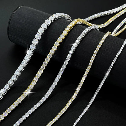 New Moissanite Tennis Necklace 3/4/5/6mm for Women Luxury 925 Sterling Silver Wedding Jewelry Simulated Diamond Pendant Gifts