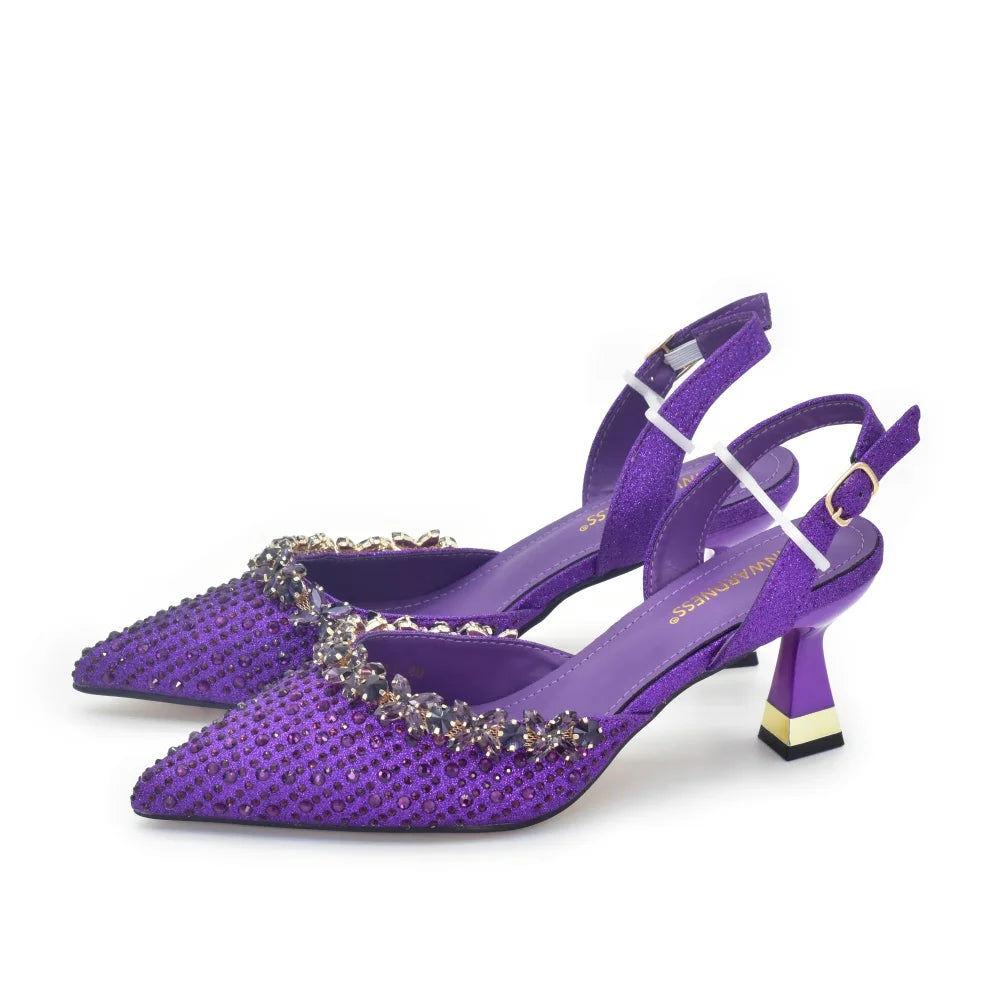 New Design Women Nigerian Italian Shoes and Bags Set Decorated with Rhinestone Shoes for Women and Bag 2026 Designer Luxury