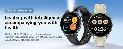 2026 New 1.32" AMOLED Smartwatch Man 466*466 Resolution Bluetooth Call LED Flashlight Fitness Tracker Smart Watch For Men Women