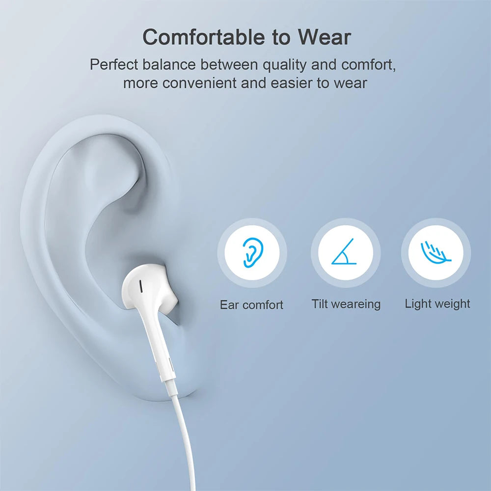 Original Headphones For Apple iPhone 16 15 14 13 11 12 Pro Max Plus In-ear Lightning USB C Wired Bluetooth Earphones Accessories