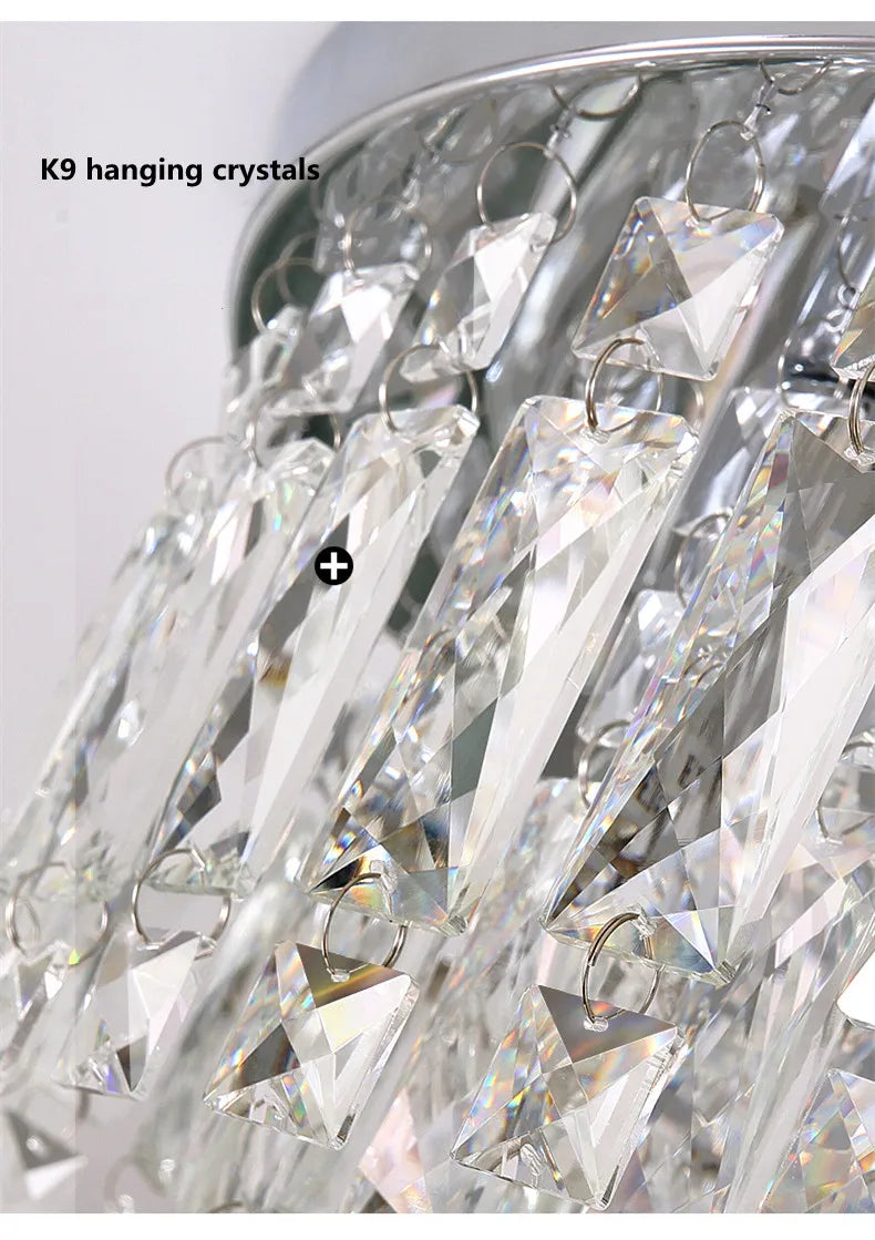 Modern Luxurious Crystal Ceiling Lamp Gold & Silver Color for Living Room Dining Room Bedroom - Elegant Lighting Fixture