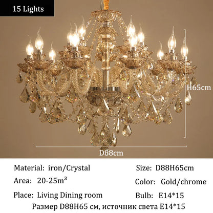 Luxury Living Room Decorate LED Ceiling Pendant Lights Indoor Hanging Lights Fixture Home Crystal Chandeliers Villa Lighting