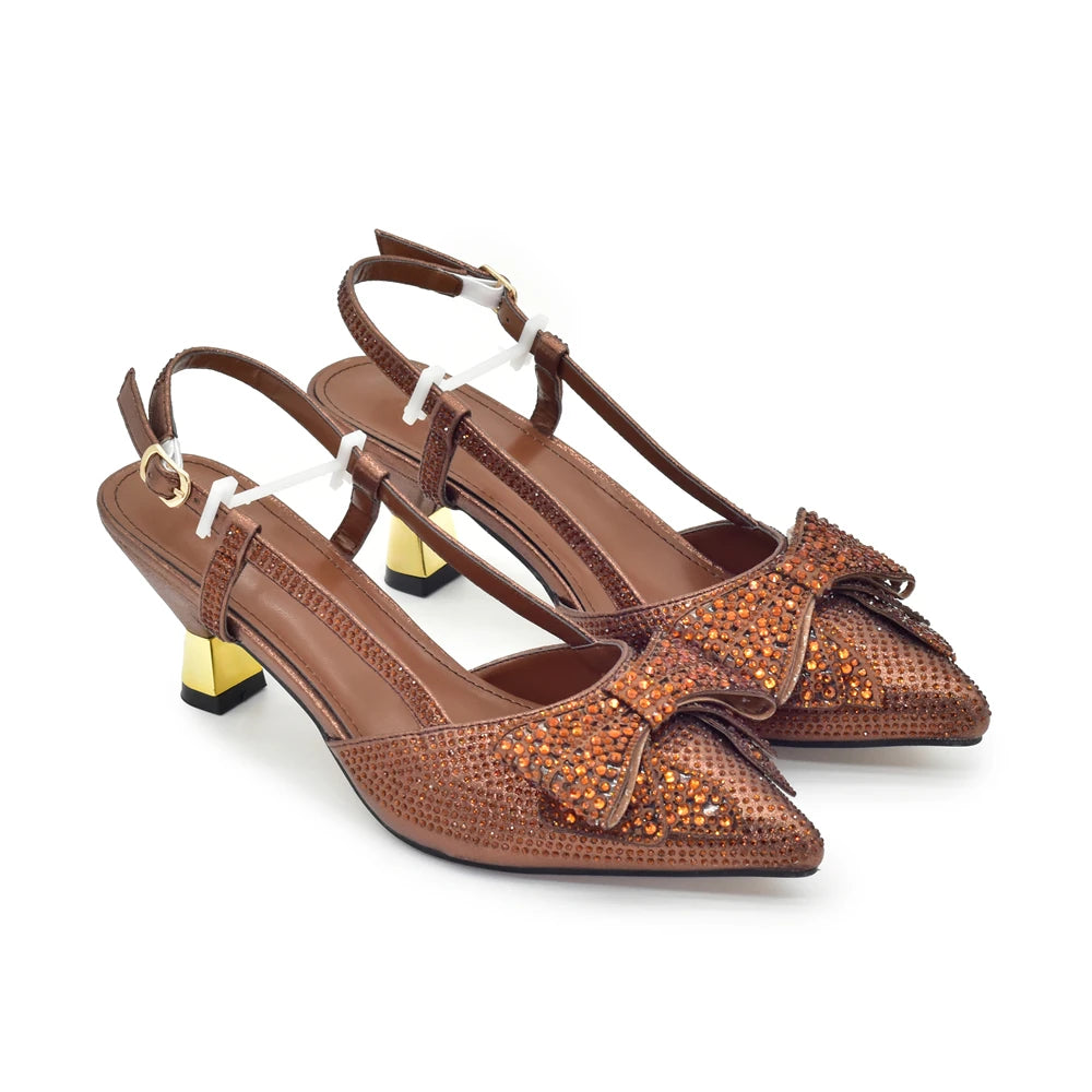 New Arrival Italian Matching Shoes and Bag Sets Decorated with Rhinestone Luxury Designer Shoes Women Shoes for Women High Heels