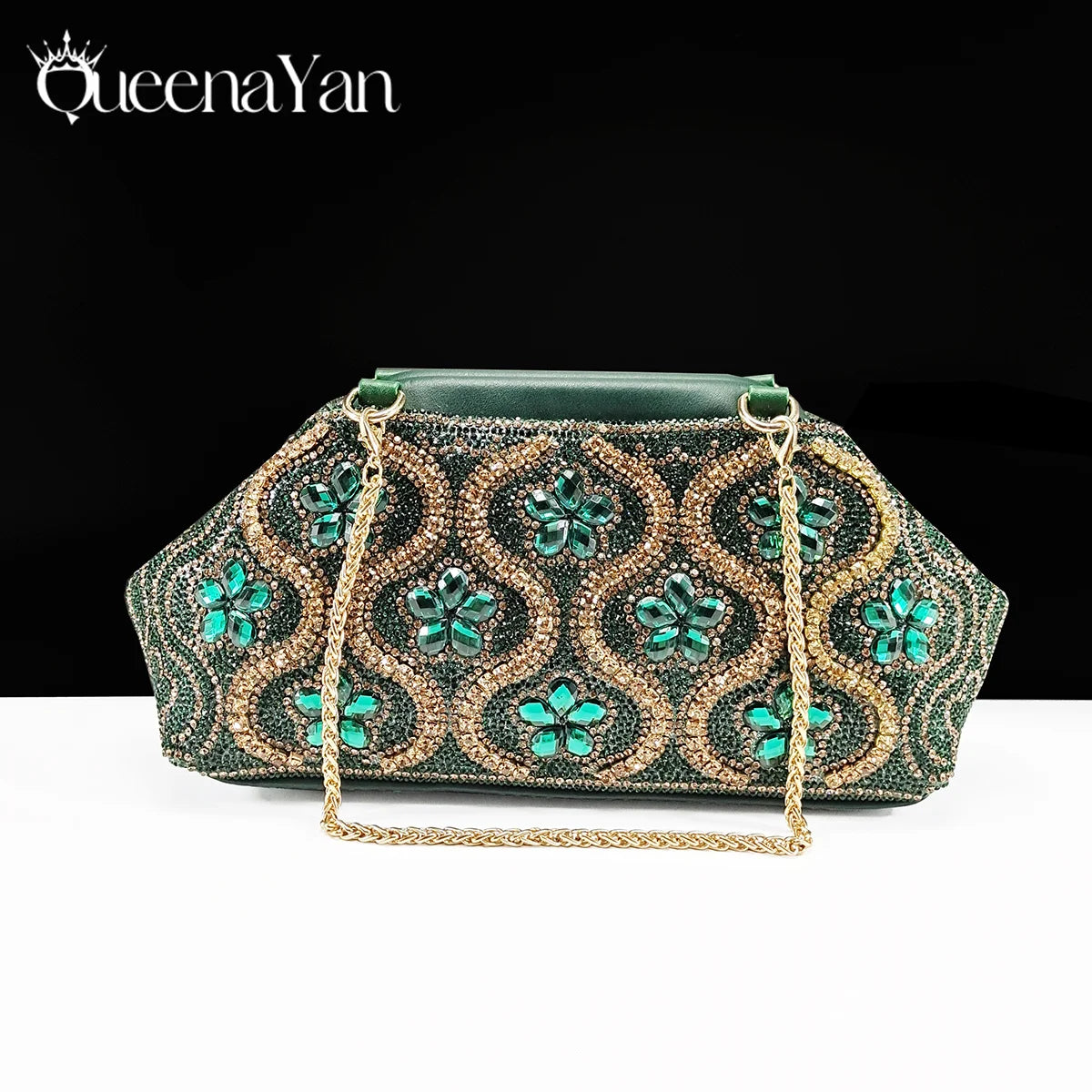 Queena Yan High Quality 2025 Newst Hot Selling Open Toe Slingback Sandals with Bag Set in Green Color For Women Wedding Party