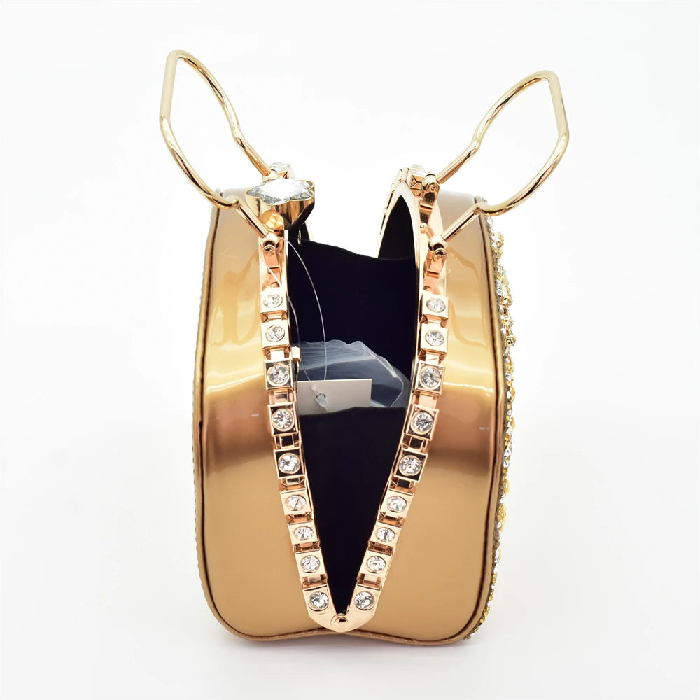 Italian Shoes and Bags Matching Set with Rhinestone Nigerian Women Shoes and Bag Set with Appliques Full Crystal for Dress