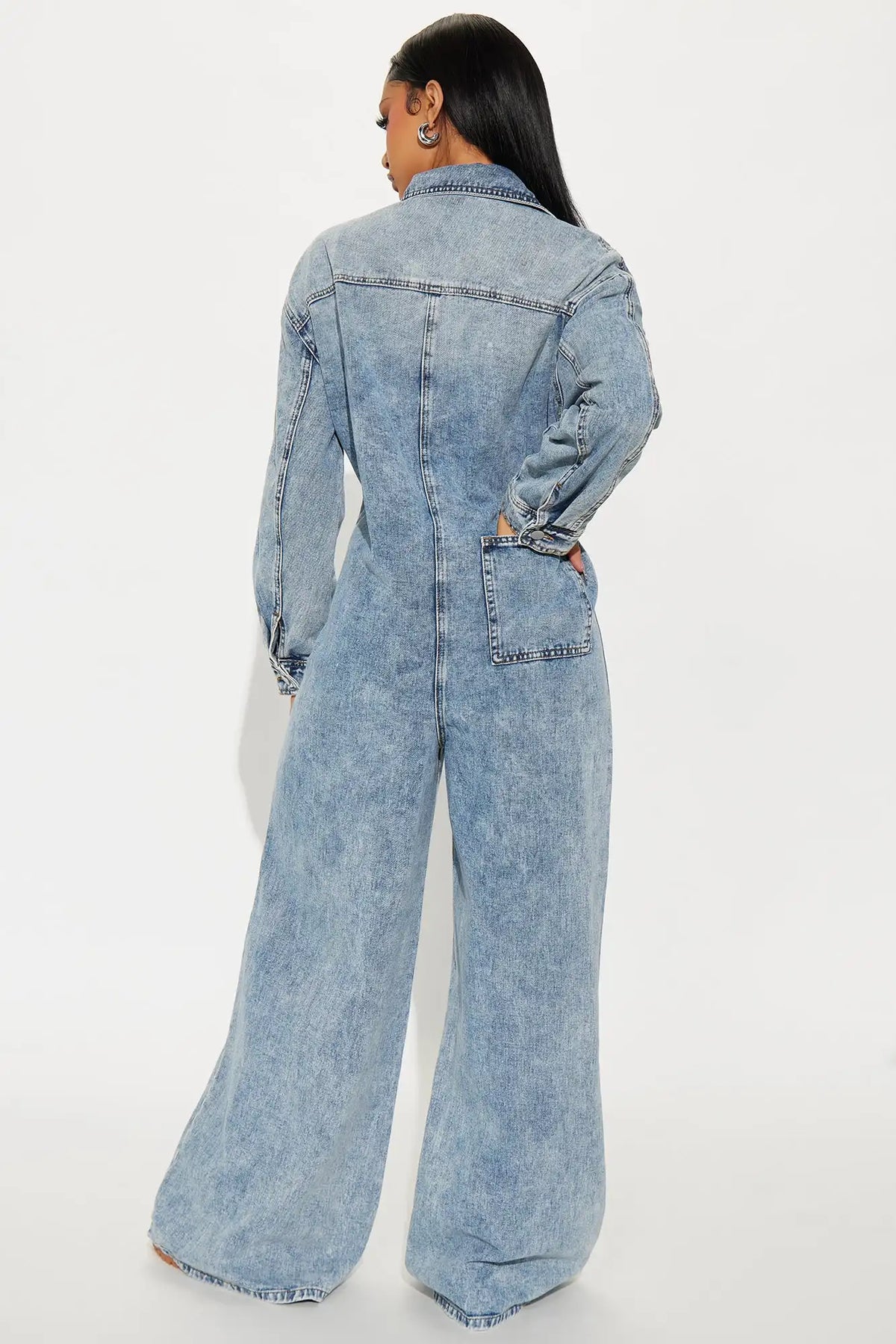 Streetwear Jeans Cargo Jumpsuit Sexy Women Turn Down Collar Elegant Wide Leg Denim Straight Romper Overalls