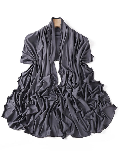 Luxury Wavy Edge Jersey Hijab for Women Solid Color Milk Silk Scarf Headscarf Autumn Shawl Stretchy Chiffon Scarf Ramanda