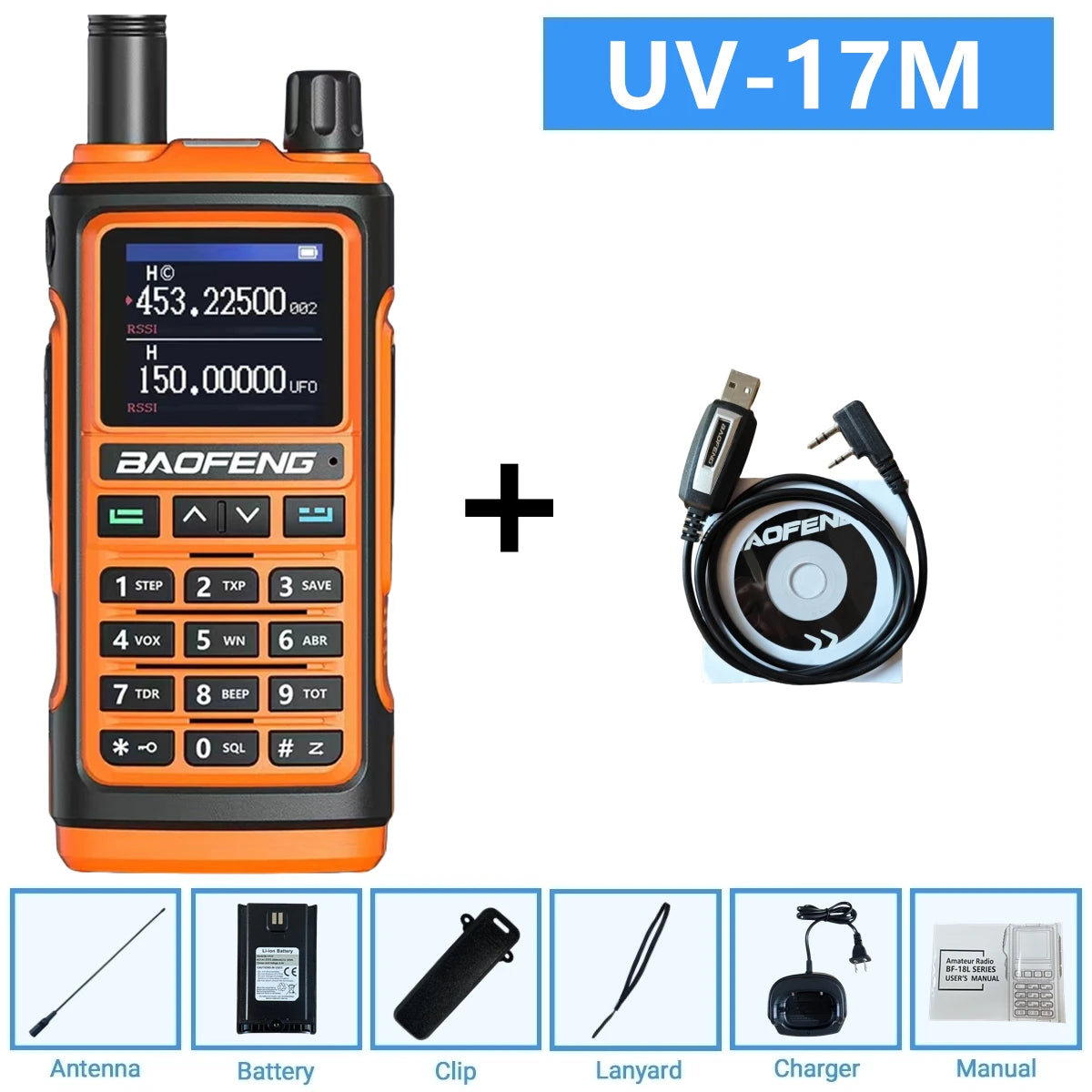 Baofeng 10W Ham Radio Uv-17R Long Range Walkie Talkie 999Ch Wireless Copy Air Band Type-C Emergency Tool For Enthusiasts