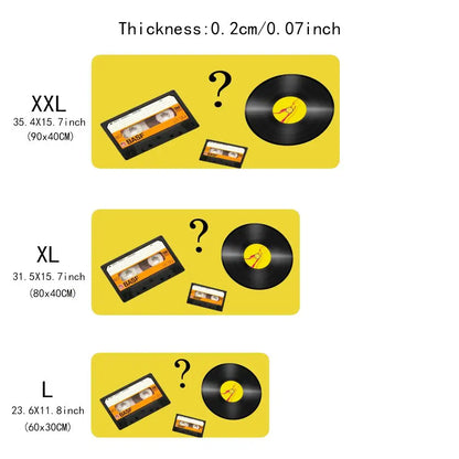 Large Size Mousepad Table Mat For Bedroom Learning Games Nostalgic Vinyl Cassette Themed For Laptop Office Desktop Mat