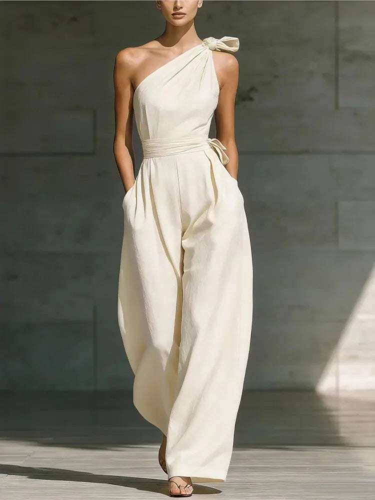 Fashion Sleeveless Jumpsuits For Woman 2026 Summer Casual One Shoulder One Piece Clothes Rompers High Quality Elegant