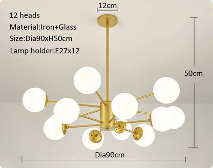 Modern Lustrous Glass Chandelier Ceiling Light Elegant Indoor Lighting for Living Room Dining Room - Luxury Room Decoration