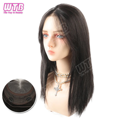 WTB 40cm Lace Front Synthetic Wig Invisible and Seamless Straight Hair Adds Volume Suitable for Women's Daily Wear and Holidays