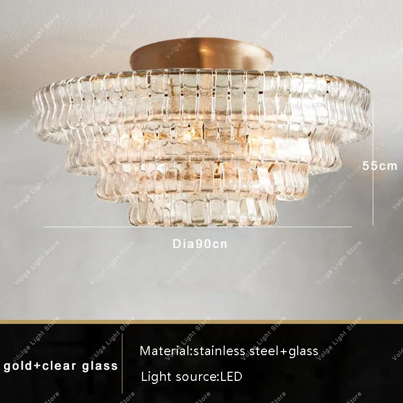 Glass Chandeliers Lights 2026 Classic Round Hanging Lamps for Ceiling Home Decoration Lighting Gold Lustres Lamparas De Teto