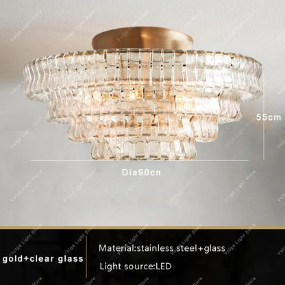 Glass Chandeliers Lights 2026 Classic Round Hanging Lamps for Ceiling Home Decoration Lighting Gold Lustres Lamparas De Teto