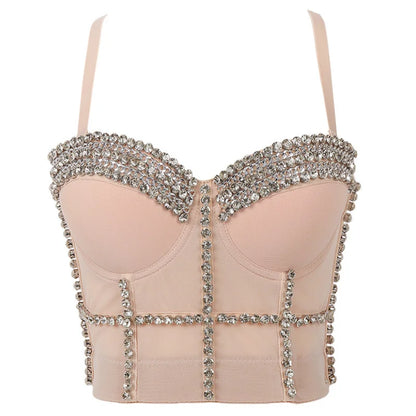 Quality Pearl Tank Tops Rhinestone Women Crop Top Club Clothes Streetwear Y2K Corset Woman Shaper Camis Fashion Feamale Clothing