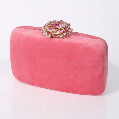 Fuzzy Tote Bag Bridal Party Clutch For Women Luxury Yellow Handbags Wedding Flannel Small Designer Bags Diamond Flower Purses