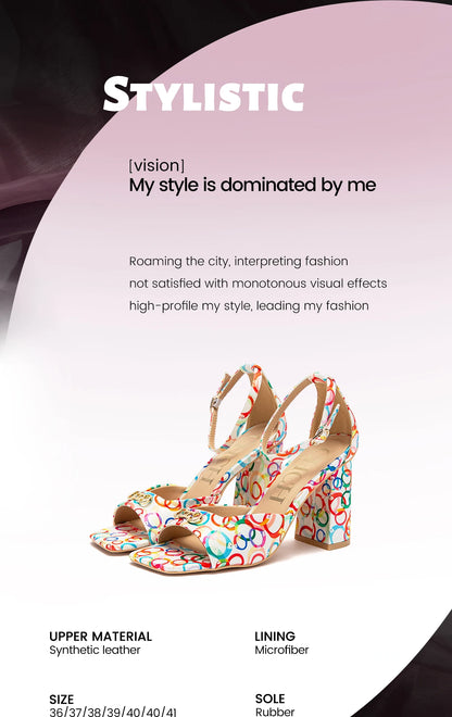 2024 Fashion High Heels Women's Luxury Design Sandals Metallic Flower Square Toe Fine Heel Party Dress Shoes High Heels