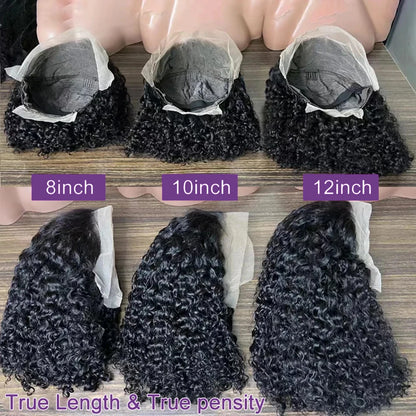 Short Bob Deep Wave Lace Frontal Wig Pre Plucked 13x4 4x4 Lace Front Wig Peruvian Curly Human Hair Bob Wigs For Women and Girls