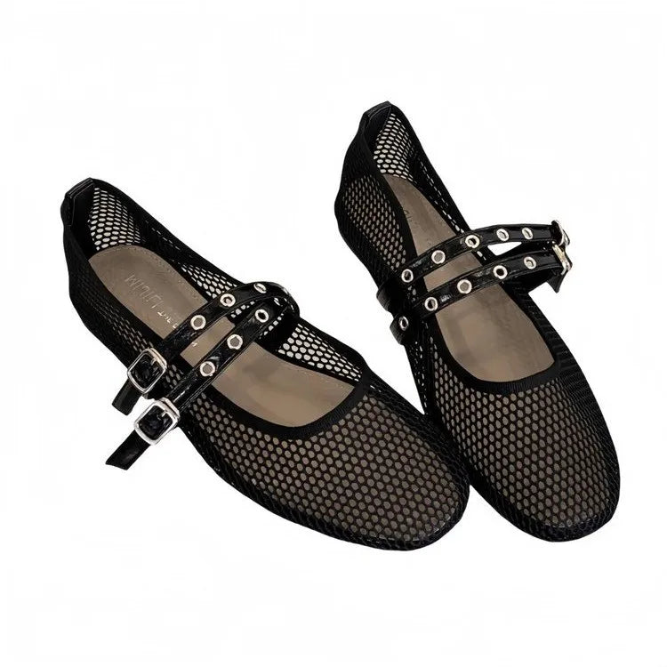 Women New Luxury Brand Hollow Ballet Flats Comfort Soft Soled Dance Shoe Sandals Flat Shoes Mules Loafers Designer Mesh