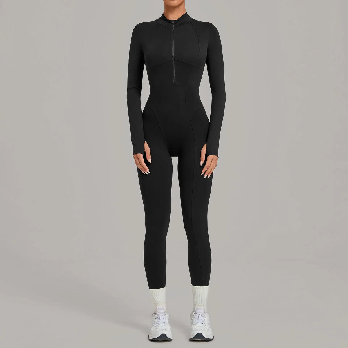Zipper Jumpsuits for Woman No Padding Sports Overalls for Women Long Sleeve Gym Clothes Woman Activewear 2026 Purple Coffee XL