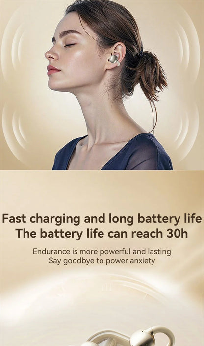 Couples Double Open Ear Clip Bluetooth Headset HiFi Subwoofer Long Battery Life Digital Fashion Plating Wireless In-Ear Earplugs