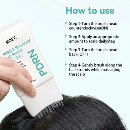 Scalp Massage Serum with Silicone Applicator Anti Hair Loss Care Lotion PDRN Rosemary Tea Tree Oil Refreshing Hair Root Essence