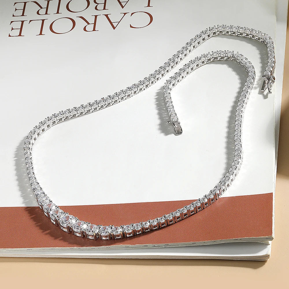 Serenity Gradient D Color Moissanite Tennis Necklace For Women Man 925 Sterling Sparkling Neck Chain Wedding Bridal Fine Jewelry