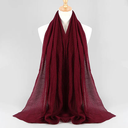 Women Plain Cotton Scarf Head Hijab Wrap Solid Full Cover-up Shawls Foulard Femme Headband Crinkle Muslim Hijabs Store 2024 NEW