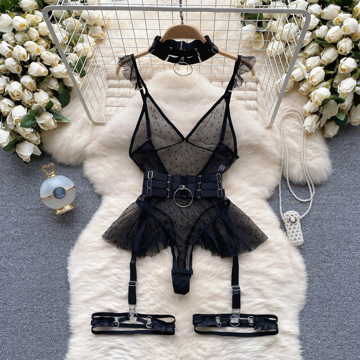 Sexy V-Ne Me Underbody Strap One-Piece Slimming Waist Bellflower Hem Commute Sle High Waist ort Pants Straight Cut
