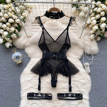 Sexy V-Ne Me Underbody Strap One-Piece Slimming Waist Bellflower Hem Commute Sle High Waist ort Pants Straight Cut