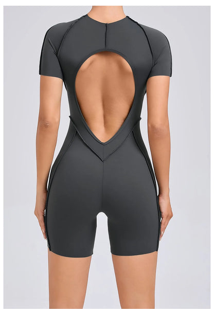 Women's Sports Jumpsuit Kit Yoga Fitness Bodysuit Hip-lifting Open Back Tight High Elasticity Outdoors Gym Workout Sexy Clothes