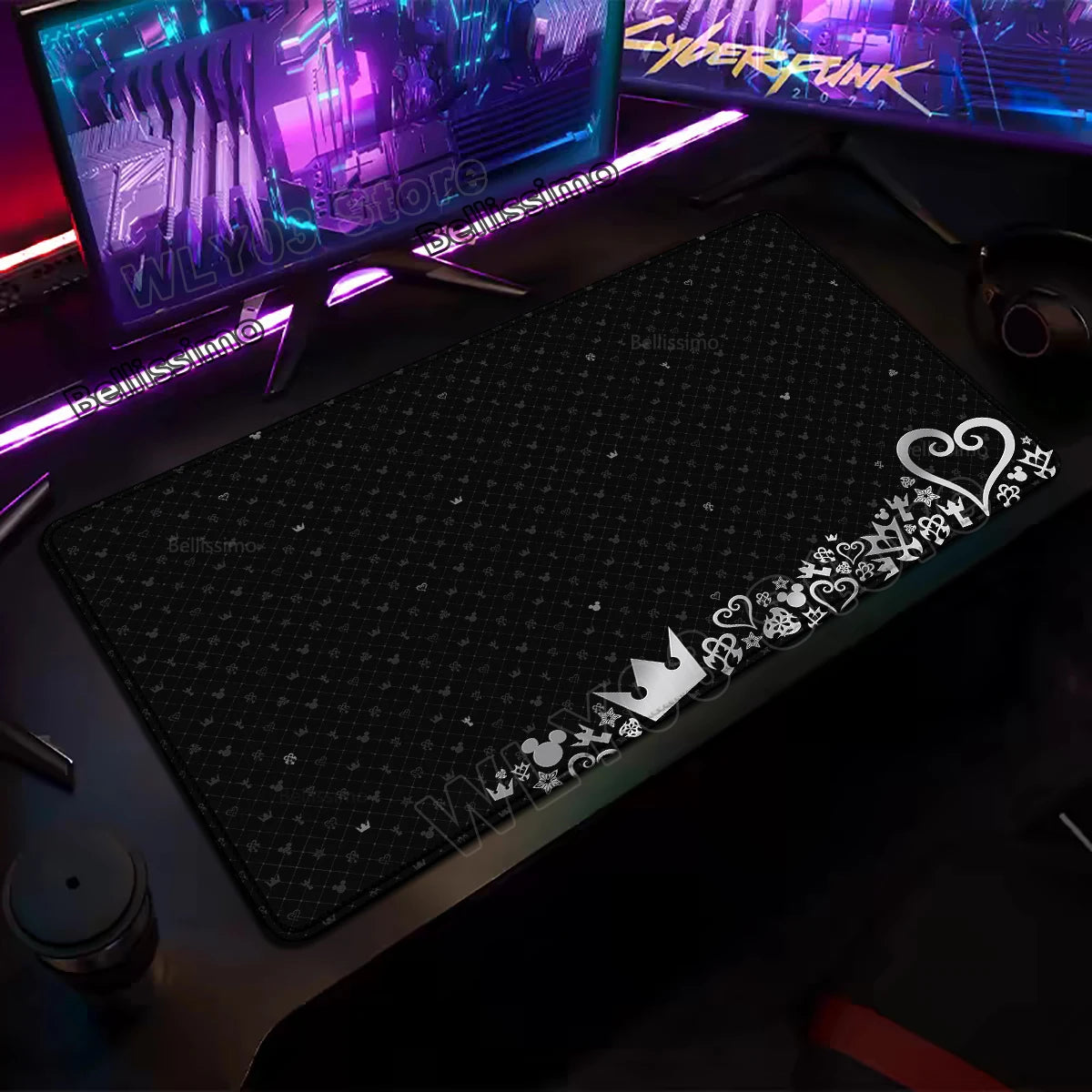 Extended Mouse Pad Anime Black Desk Mat PC K-kingdom H-hearts Keyboard Pad Laptop Gaming Accessories Table Play Mat XXL Mousepad