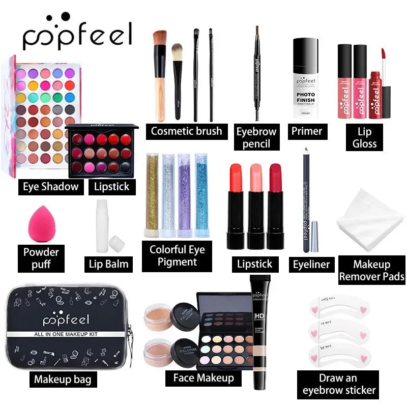 Professional Makeup Set Full Makeup Kit Eye Shadow Blush Foundation Face Powder Makeup Case Korean Cosmetic Christmas Gifts
